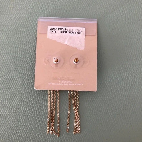 14th & Union Clear-Black-Gold long earrings - NEW - Picture 2 of 8